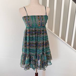 BB Dakota green pattern mini dress XS